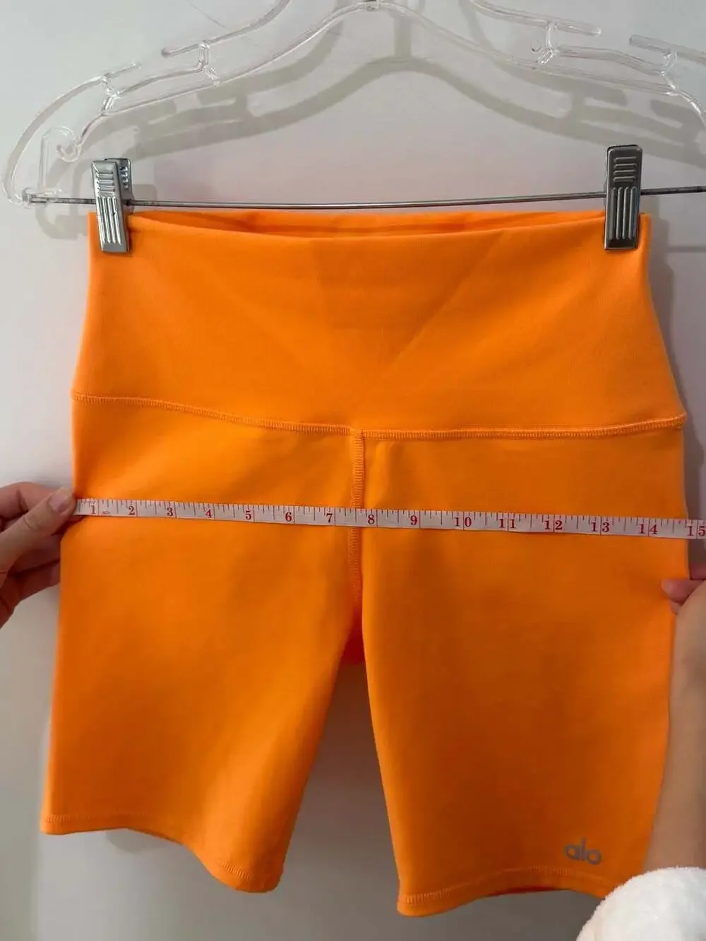 Alo Yoga High-Waist Airbrush Biker Shorts in Bright Orange